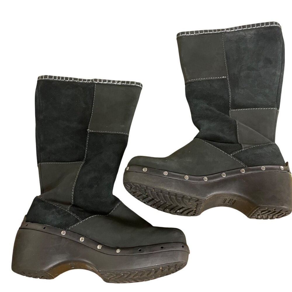 Crocs Cobbler Studded Suede Patchwork Pull On Boo… - image 1